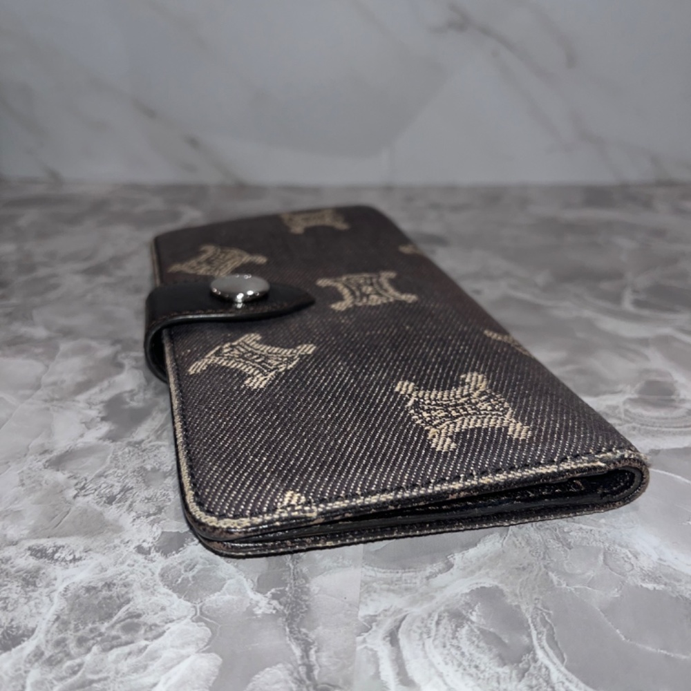 Celine logo gray denim long wallet - Picture 4 of 11